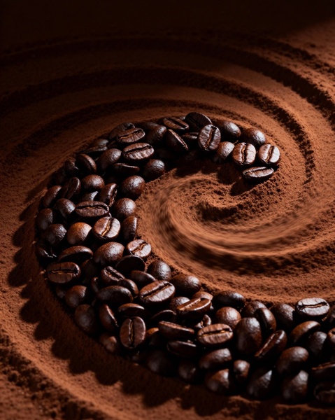 roasted coffee beans, whole bean coffee, coffee beans, espresso beans, dark roast coffee, brand awareness, minimalist, editorial, calm, luxurious, brown